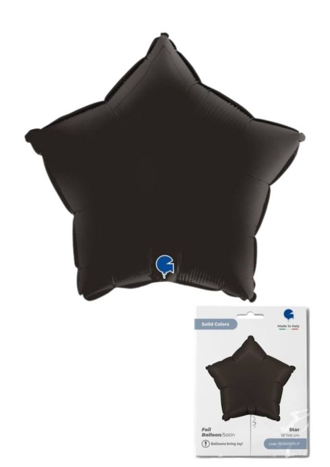 Balon Foliowy Gwiazda czarna Satin Mat 46cm, Grabo, pakowana Grabo Balon Foliowy Gwiazda czarna Satin Mat 46cm, Grabo, pakowana Grabo