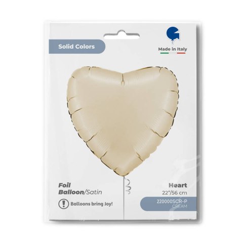 Balon Foliowy - Satynowe kremowe serce 60 cm, Grabo Grabo Balon Foliowy - Satynowe kremowe serce 60 cm, Grabo Grabo