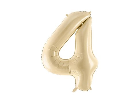 Balon foliowy Cyfra 4, 72cm, beżowa, kremowa Partydeco Balon foliowy Cyfra 4, 72cm, beżowa, kremowa Partydeco