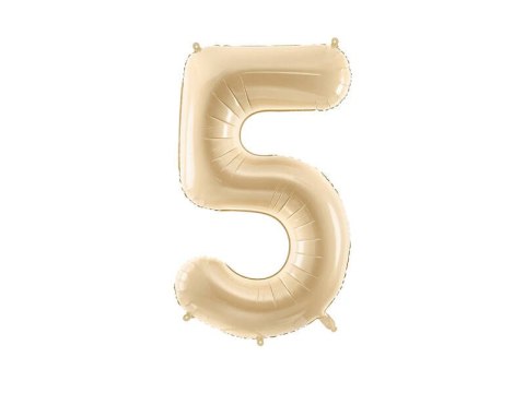 Balon foliowy Cyfra 5, 72cm, beżowa, kremowa Partydeco Balon foliowy Cyfra 5, 72cm, beżowa, kremowa Partydeco