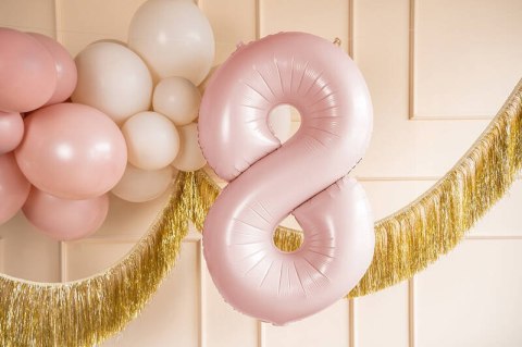 Balon foliowy Cyfra ''8'', 72cm, jasny różowy Partydeco Balon foliowy Cyfra ''8'', 72cm, jasny różowy Partydeco