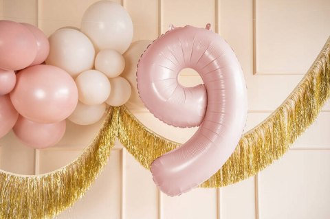 Balon foliowy Cyfra 9, 72cm, jasny różowy Partydeco Balon foliowy Cyfra 9, 72cm, jasny różowy Partydeco