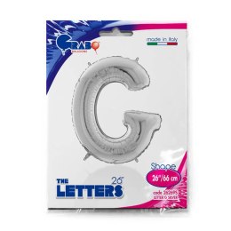 Balon foliowy Litera G, 66cm,Srebrna Grabo
