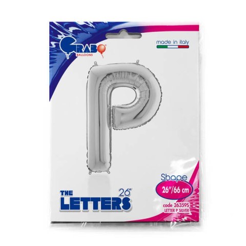 Balon foliowy Litera P, 66cm,Srebrna Grabo Balon foliowy Litera P, 66cm,Srebrna Grabo
