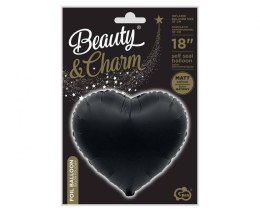 Balon foliowy Serce, matowe czarne, 46cm Godan