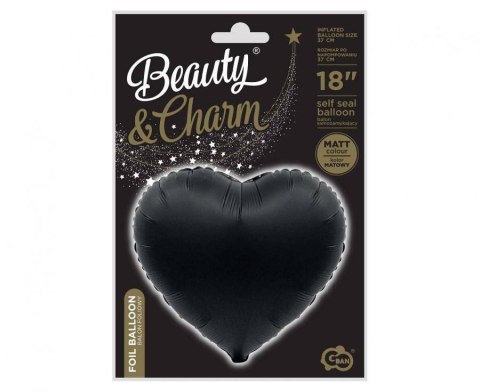 Balon foliowy Serce, matowe czarne, 46cm Godan Balon foliowy Serce, matowe czarne, 46cm Godan