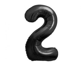 Balon foliowy, cyfra 2, czarne matowe, 85 cm Godan