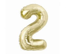Balon foliowy, cyfra 2, złota, szampańska, 85 cm Godan