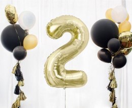 Balon foliowy, cyfra 2, złota, szampańska, 85 cm Godan