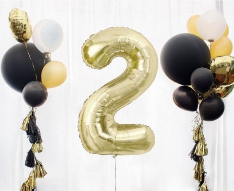 Balon foliowy, cyfra 2, złota, szampańska, 85 cm Godan Balon foliowy, cyfra 2, złota, szampańska, 85 cm Godan