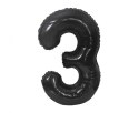 Balon foliowy, cyfra 3, czarne matowe, 85 cm Godan