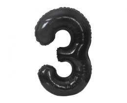 Balon foliowy, cyfra 3, czarne matowe, 85 cm Godan