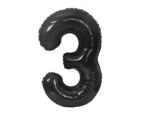 Balon foliowy, cyfra 3, czarne matowe, 85 cm Godan Balon foliowy, cyfra 3, czarne matowe, 85 cm Godan
