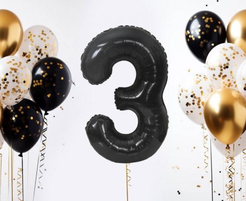 Balon foliowy, cyfra 3, czarne matowe, 85 cm Godan Balon foliowy, cyfra 3, czarne matowe, 85 cm Godan
