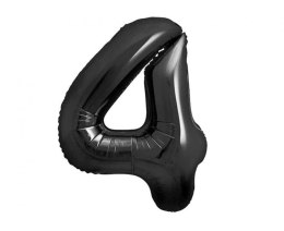 Balon foliowy, cyfra 4, czarne matowe, 85 cm Godan