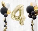 Balon foliowy, cyfra 4, złota, szampańska, 85 cm Godan