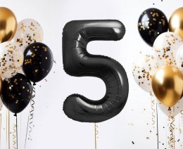 Balon foliowy, cyfra 5, czarne matowe, 85 cm Godan