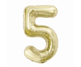 Balon foliowy, cyfra 5, złota, szampańska, 85 cm Godan
