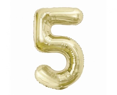 Balon foliowy, cyfra 5, złota, szampańska, 85 cm Godan Balon foliowy, cyfra 5, złota, szampańska, 85 cm Godan