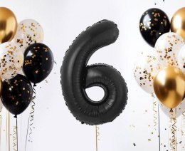 Balon foliowy, cyfra 6, czarne matowe, 85 cm Godan