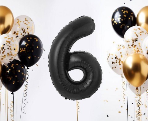 Balon foliowy, cyfra 6, czarne matowe, 85 cm Godan Balon foliowy, cyfra 6, czarne matowe, 85 cm Godan
