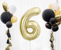 Balon foliowy, cyfra 6, złota, szampańska, 85 cm Godan