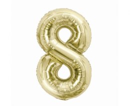 Balon foliowy, cyfra 8, złota, szampańska, 85 cm Godan