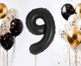 Balon foliowy, cyfra 9, czarne matowe, 85 cm Godan