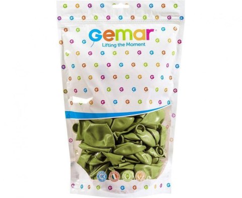 Balony lateksowe pastelowe zielone oliwkowe 98, 33cm, 50 szt. Gemar Balony lateksowe pastelowe zielone oliwkowe 98, 33cm, 50 szt. Gemar