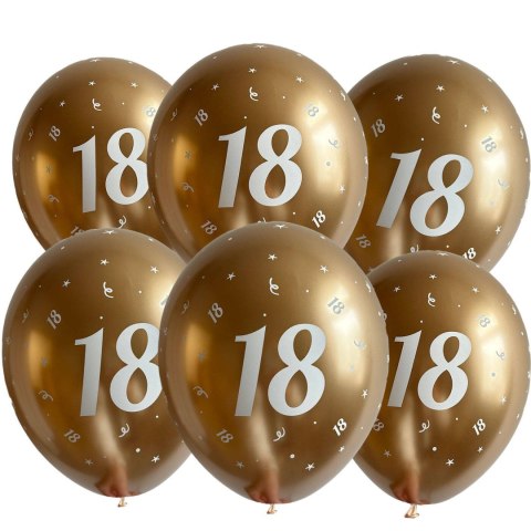 Balony urodzinowe złote "18", 30cm, 50 szt. Flowballoons Balony urodzinowe złote "18", 30cm, 50 szt. Flowballoons