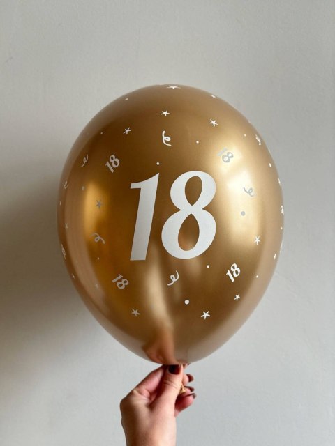Balony urodzinowe złote "18", 30cm, 50 szt. Flowballoons Balony urodzinowe złote "18", 30cm, 50 szt. Flowballoons