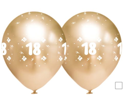 Balony urodzinowe złote "18", 30cm, 50 szt. Flowballoons Balony urodzinowe złote "18", 30cm, 50 szt. Flowballoons