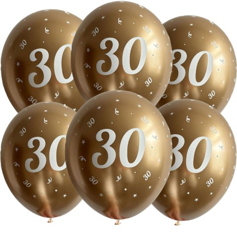 Balony urodzinowe złote "30", 30cm, 10 szt. Flowballoons Balony urodzinowe złote "30", 30cm, 10 szt. Flowballoons