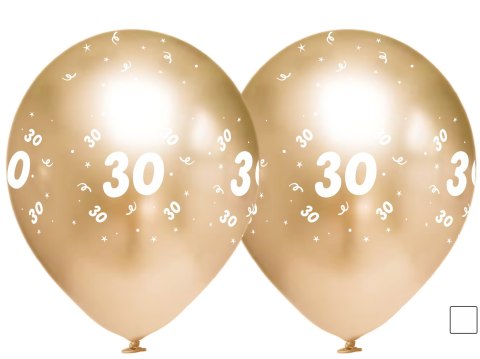 Balony urodzinowe złote "30", 30cm, 10 szt. Flowballoons Balony urodzinowe złote "30", 30cm, 10 szt. Flowballoons