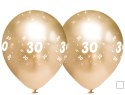 Balony urodzinowe złote "30", 30cm, 50 szt. Flowballoons