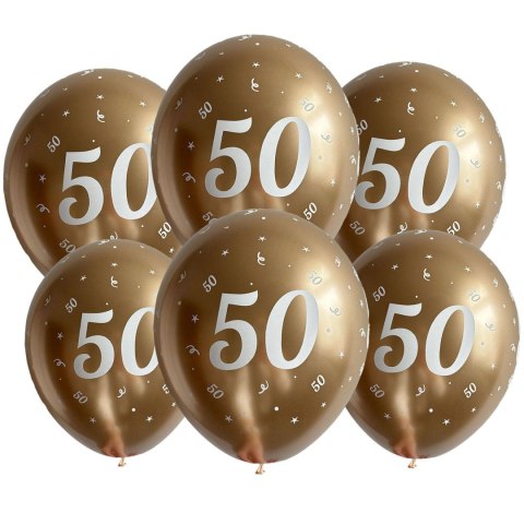 Balony urodzinowe złote "50", 30cm, 50 szt. Flowballoons Balony urodzinowe złote "50", 30cm, 50 szt. Flowballoons