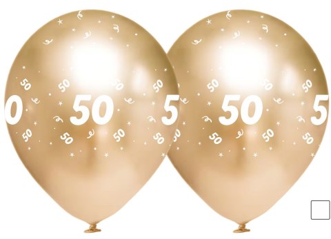 Balony urodzinowe złote "50", 30cm, 50 szt. Flowballoons Balony urodzinowe złote "50", 30cm, 50 szt. Flowballoons