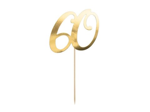 Papierowy topper na tort ''60'', złoty, 20.5cm Partydeco Papierowy topper na tort ''60'', złoty, 20.5cm Partydeco