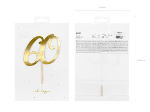 Papierowy topper na tort ''60'', złoty, 20.5cm Partydeco Papierowy topper na tort ''60'', złoty, 20.5cm Partydeco