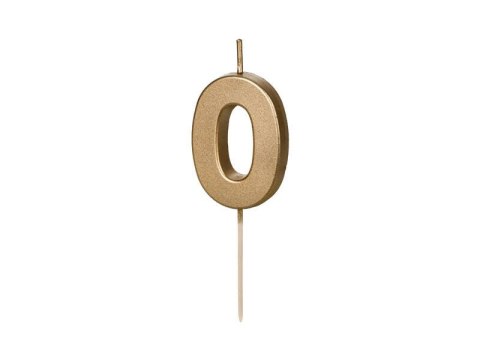 Świeczka urodzinowa Cyferka 0, złota, 5,5cm Partydeco Świeczka urodzinowa Cyferka 0, złota, 5,5cm Partydeco