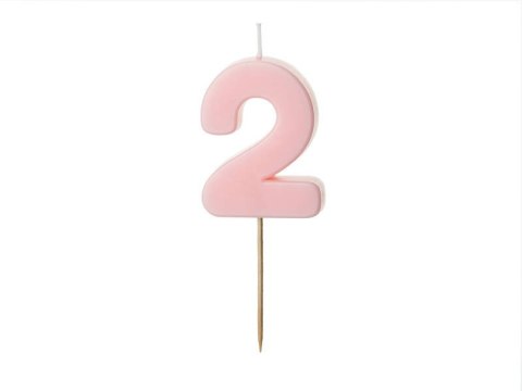 Świeczka urodzinowa Cyferka 2, różowa, 5,5cm Partydeco Świeczka urodzinowa Cyferka 2, różowa, 5,5cm Partydeco