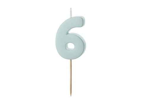 Świeczka urodzinowa Cyferka 6, jasny niebieski, 5,5cm Partydeco Świeczka urodzinowa Cyferka 6, jasny niebieski, 5,5cm Partydeco