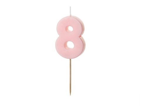 Świeczka urodzinowa Cyferka 8, różowa, 5,5cm Partydeco Świeczka urodzinowa Cyferka 8, różowa, 5,5cm Partydeco