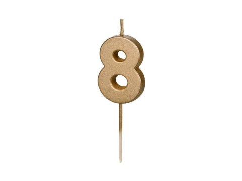 Świeczka urodzinowa Cyferka 8, złota, 5,5cm Partydeco Świeczka urodzinowa Cyferka 8, złota, 5,5cm Partydeco