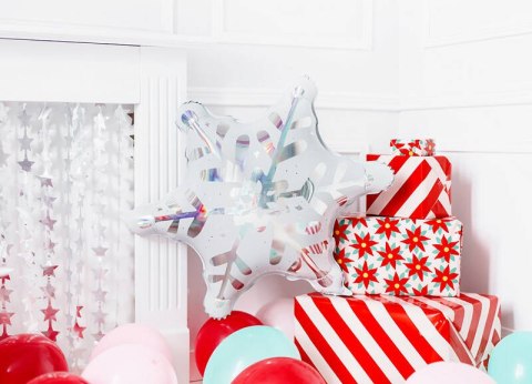 Balon foliowy Śnieżynka, płatego śniegu, 64x66 cm, holograficzny Partydeco Balon foliowy Śnieżynka, płatego śniegu, 64x66 cm, holograficzny Partydeco