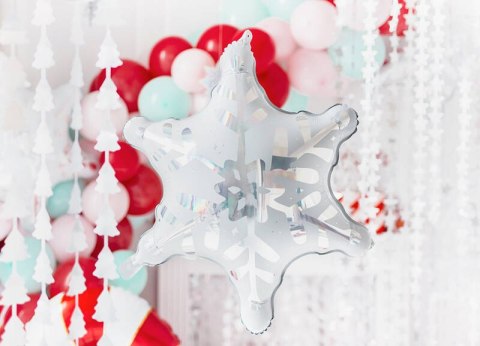 Balon foliowy Śnieżynka, płatego śniegu, 64x66 cm, holograficzny Partydeco Balon foliowy Śnieżynka, płatego śniegu, 64x66 cm, holograficzny Partydeco