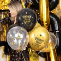 Balony biodegradowalne zestaw Happy New Year czarno-złote 8szt. PartyPal