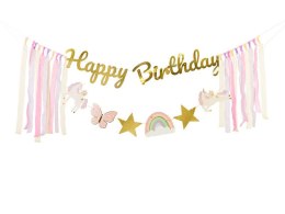 Baner Happy Birthday Jednorożec, 230x17.5 cm Partydeco