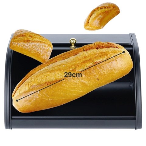 Chlebak Pojemnik na Chleb Metalowy Czarny Solidny VILDE 30 x 26,5 x 17,5 cm Chlebak Pojemnik na Chleb Metalowy Czarny Solidny VILDE 30 x 26,5 x 17,5 cm