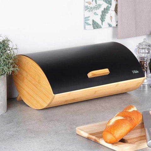 Chlebak Pojemnik na Chleb Metalowy Drewniany Czarny VILDE 35,5x24,5x15,5 cm Chlebak Pojemnik na Chleb Metalowy Drewniany Czarny VILDE 35,5x24,5x15,5 cm